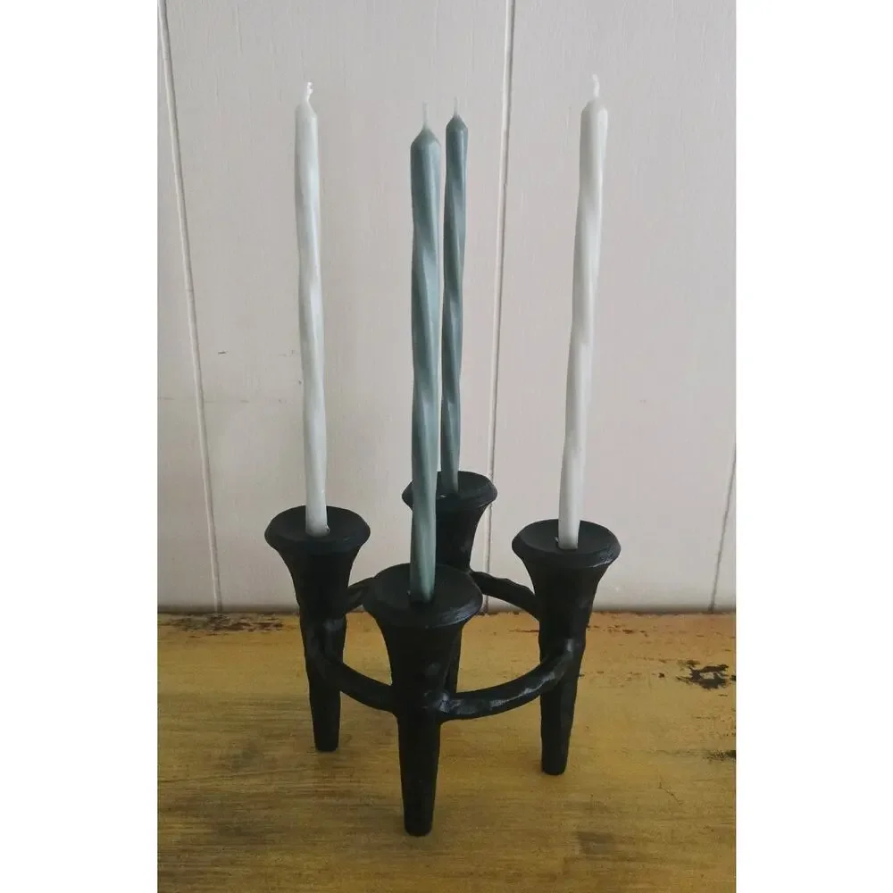 Mid Century Modern Metal Four Post Candle Holder